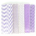 125 Pcs Mixed 5 Styles Light Purple Lilac Lavender Paper Straws