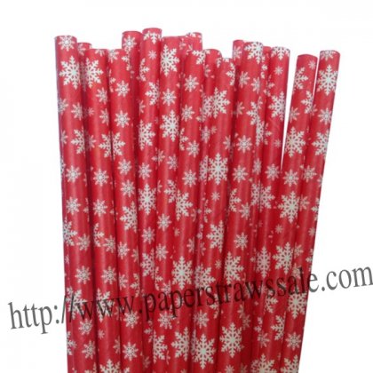 Snowflake Christmas Red Paper Straws 500pcs [xpaperstraws001]
