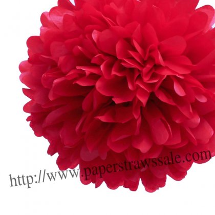 8" and 14" Red Paper Pom Pom Tissue 20pcs [paperflower005]