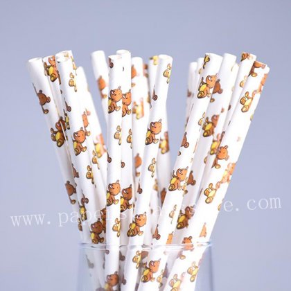 Cute Doll Toy Bear Paper Straws 500pcs