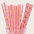 Princess Crown Paper Straws Light Pink Gold Foil 500 pcs