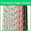 Horse Paper Straws White Rose Gold Foil 500 pcs