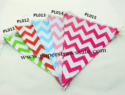 50 Strings Chevron Party Bunting Flags Mixed 5 Colors [paperflags032]