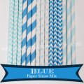 250pcs Blue Party Paper Drinking Straws Mixed