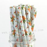 Yellow Pink Floral Blue Paper Straws 500pcs