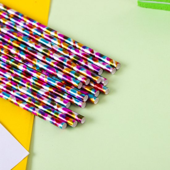 Metallic Rainbow Foil Paper Drinking Straws 500 pcs - Click Image to Close