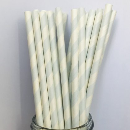 Light Pale Blue Striped Paper Straws Clearance [palebluestripe001]