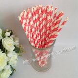 White CHEERS Print Red Striped Paper Straws 500pcs