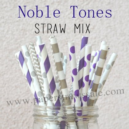 200pcs Noble Tones Theme Paper Straws Mixed [themedstraws054]