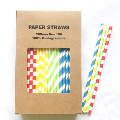 100 Pcs/Box Mixed Colorful Party Building Blocks Paper Straws