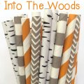 100 Pcs/Box Mixed Into The Woods Woodland Paper Straws