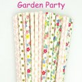 100 Pcs/Box Mixed Pink Gold Flower Garden Party Paper Straws