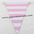 Baby Pink Striped Paper Bunting Flags 20 Strings