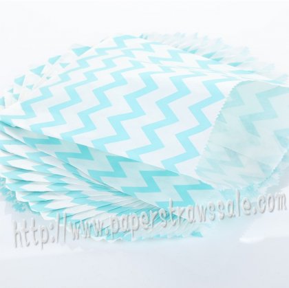 Light Blue Thin Chevron Paper Favor Bags 400pcs