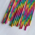 100 Pcs/Box Colorful Metallic Rainbow Foil Paper Straws