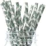 Hawaiian Tropical Green Tree Leaf Palm Paper Straws 500 pcs