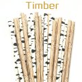 100 Pcs/Box Mixed Brown Black Timber Paper Straws
