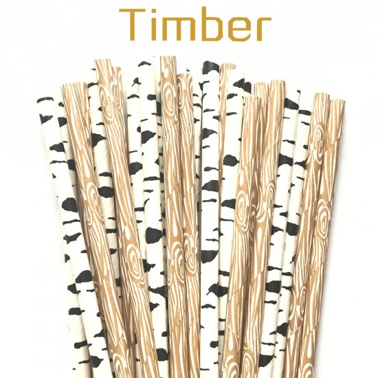 100 Pcs/Box Mixed Brown Black Timber Paper Straws - Click Image to Close