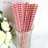 Paper Drinking Straws Red Chevron Printed 500pcs