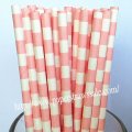 Baby Pink Sailor Stripe Print Paper Straws 500pcs