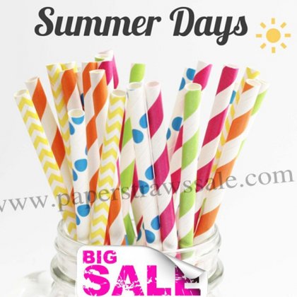 250pcs Summer Days Themed Paper Straws Mixed [themedstraws120]