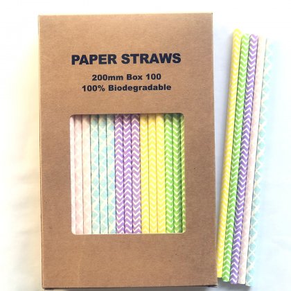 100 Pcs/Box Mixed Pastel Spring Time Paper Straws