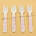 Wooden Forks Baby Pink Stripe Printed 100pcs Wooden Forks Baby Pink Stripe Printed 100pcs