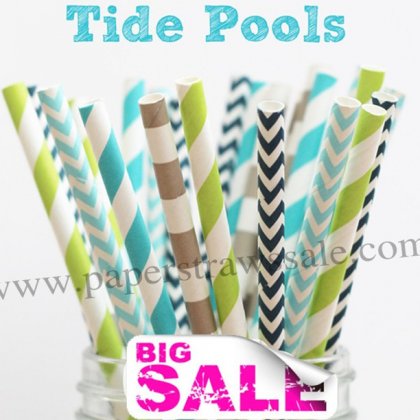 250pcs TIDE POOLS Themed Paper Straws Mixed [themedstraws123]