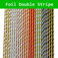 Metallic Double Foil Silver Striped Paper Straws 500 pcs