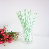 Mint Stripe Print Paper Straws 500pcs