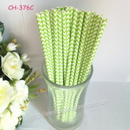 Light Green Chevron Paper Drinking Straws 500pcs [cpaperstraws002]