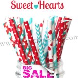 250pcs SWEET HEARTS Paper Straws Mixed