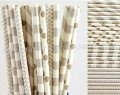 200pcs Metallic Silver Party Paper Straws Mixed