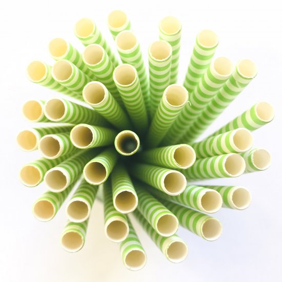 Horizontal Stripe Lime Green Circle Paper Straws 500 Pcs - Click Image to Close