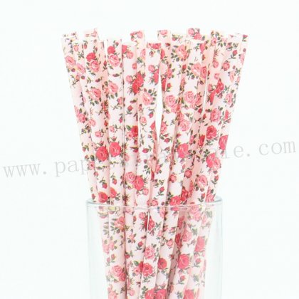 English Roses Light Pink Paper Straws 500pcs [fpaperstraws001]