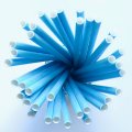 Foil Plain Solid Blue Iridescent Paper Straws 500 Pcs