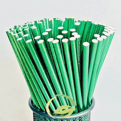 Plain Metallic Green Foil Paper Straws 500pcs [foilstraws022]