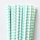 Light Aqua Blue Harlequin Diamond Paper Straws 500 pcs