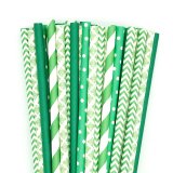 125 Pcs Mixed 5 Styles Kelly Deep Green Paper Straws