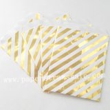 200pcs Gold Foil Diagonal Striped Favor Candy Bags