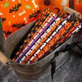 Halloween Assorted Orange Pumkin Black Paper Straws 500 Pcs