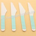Wooden Knives with Aqua Striped Print 100pcs Wooden Knives with Aqua Striped Print 100pcs