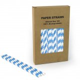 100 pcs/Box Blue Striped Paper Drinking Straws