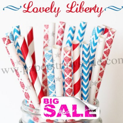 250pcs LOVELY LIBERTY Paper Straws Mixed [themedstraws149]