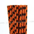 Black Polka Dot Orange Paper Straws 500pcs