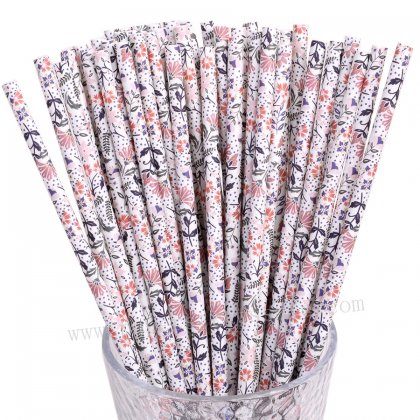 Colored Classical Ancient Floral Paper Straws 500 pcs [fpaperstraws018]