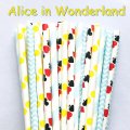 100 Pcs/Box Mixed Wonderland Adventures Party Paper Straws