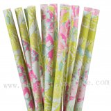 Colorful Watercolor Flower Paper Straws 500pcs