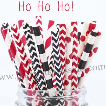 250pcs Ho Ho Ho Christmas Paper Straws Mixed