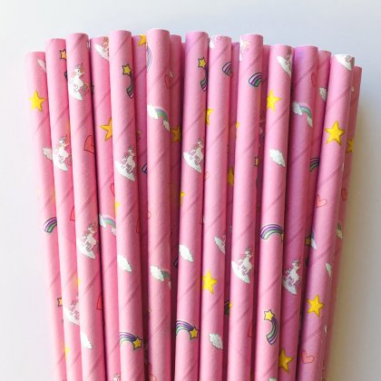 Cloud Heart Star Rainbow Unicorn Paper Straws 500 Pcs